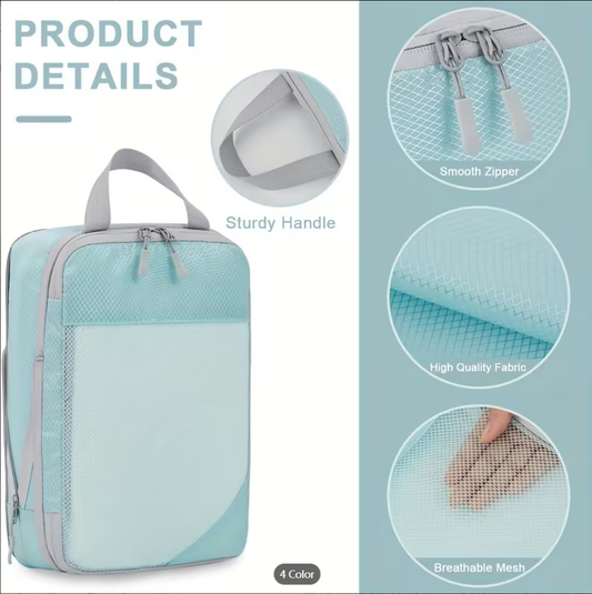 7Pcs Expandable Storage Travel Luggage Bags Compression Packing Cubes